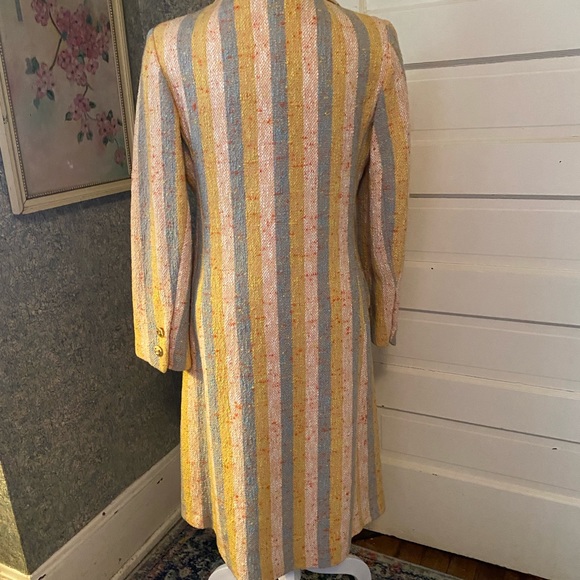 Vintage 60’s Golet striped tweed long coat great condition size small groovy - Picture 4 of 8